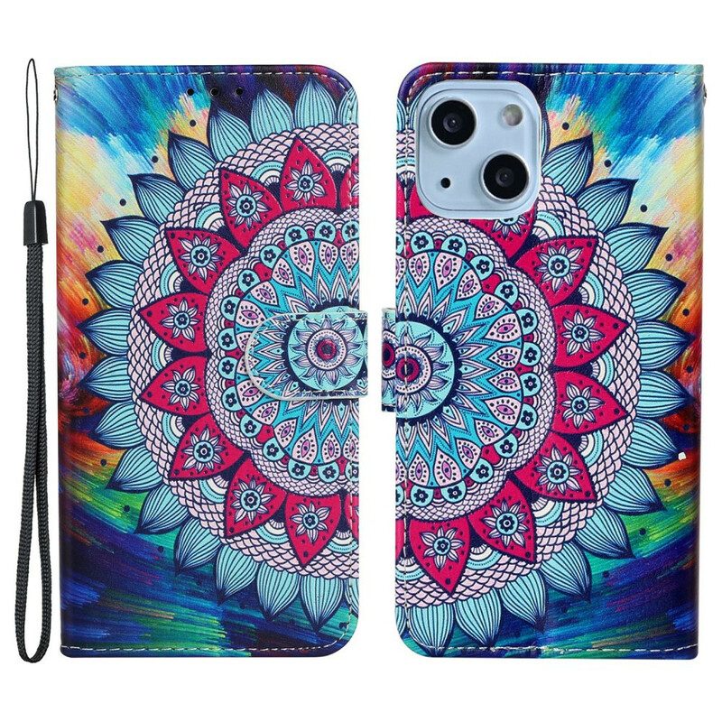 Leren Hoesje voor iPhone 13 Mini Ultra Kleurrijke Mandala