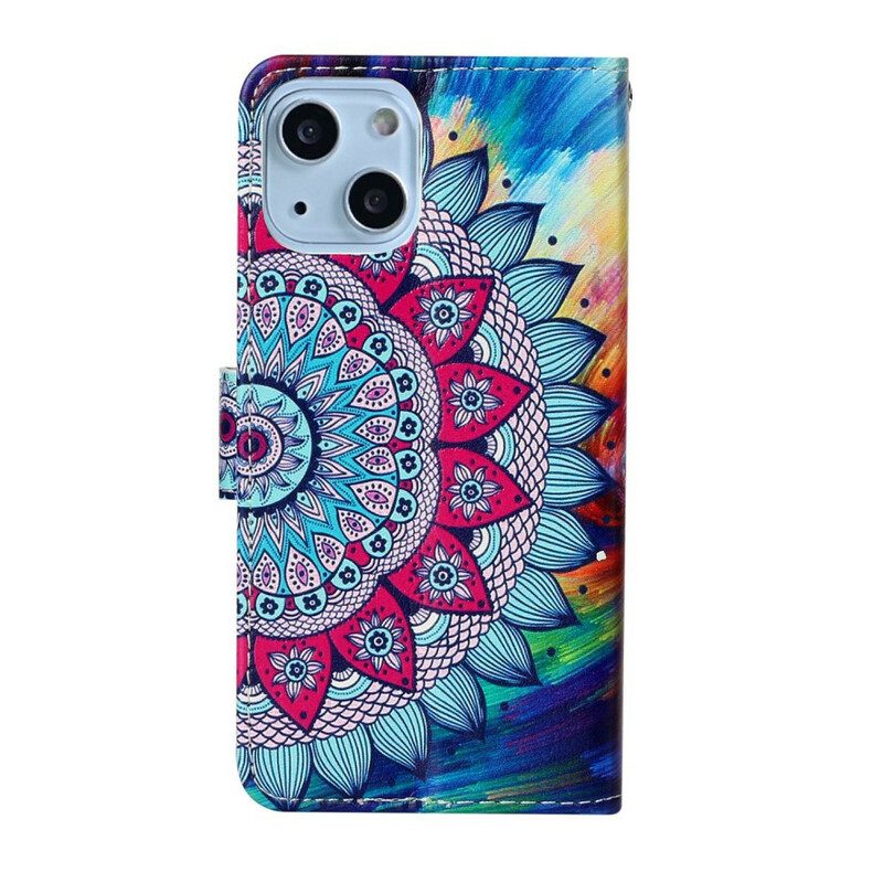 Leren Hoesje voor iPhone 13 Mini Ultra Kleurrijke Mandala