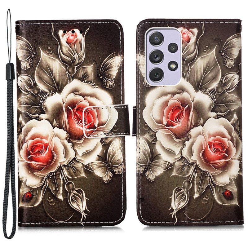 Folio-hoesje voor Samsung Galaxy A33 5G Gouden Rozen