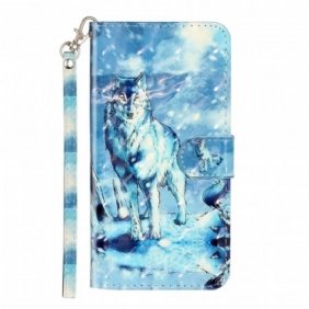 Folio-hoesje voor Samsung Galaxy A33 5G Met Ketting Lanyard Wolf