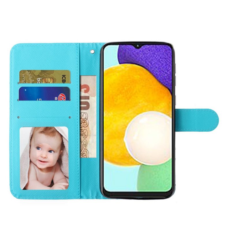 Folio-hoesje voor Samsung Galaxy A33 5G Met Ketting Marmer Strippen