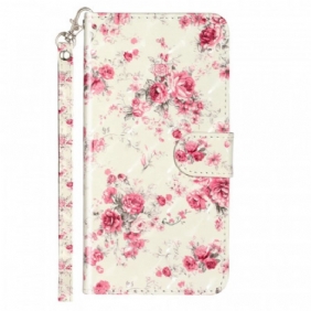 Folio-hoesje voor Samsung Galaxy A33 5G Met Ketting Riem Liberty Bloemen