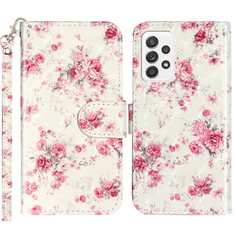 Folio-hoesje voor Samsung Galaxy A33 5G Met Ketting Riem Liberty Bloemen