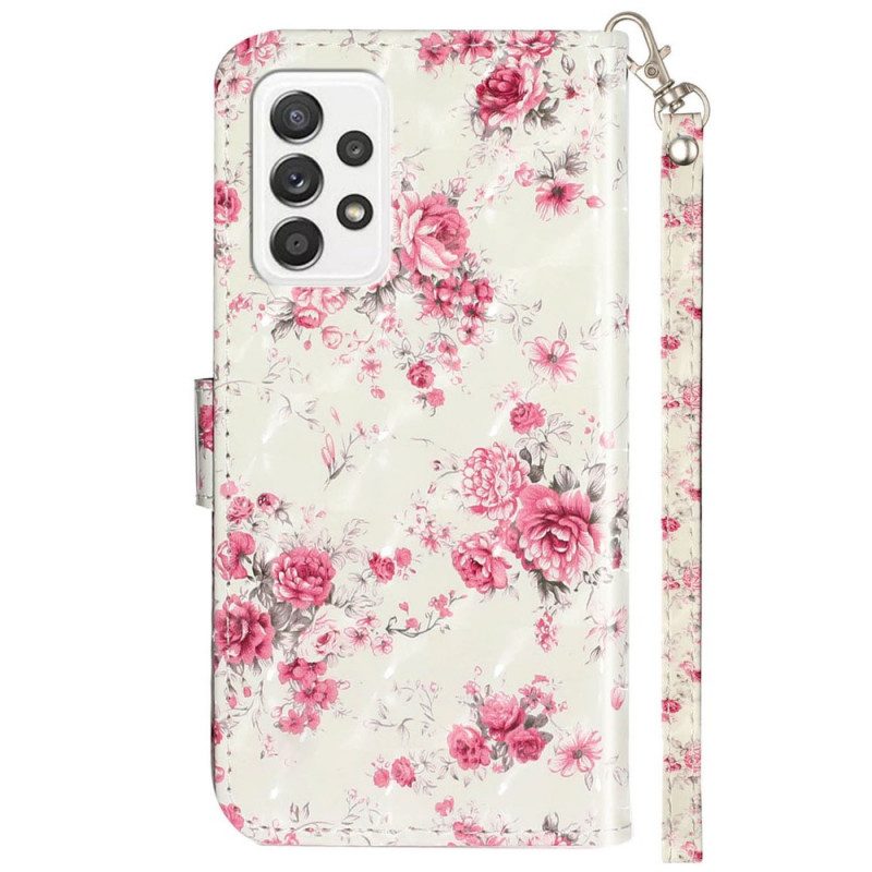 Folio-hoesje voor Samsung Galaxy A33 5G Met Ketting Riem Liberty Bloemen