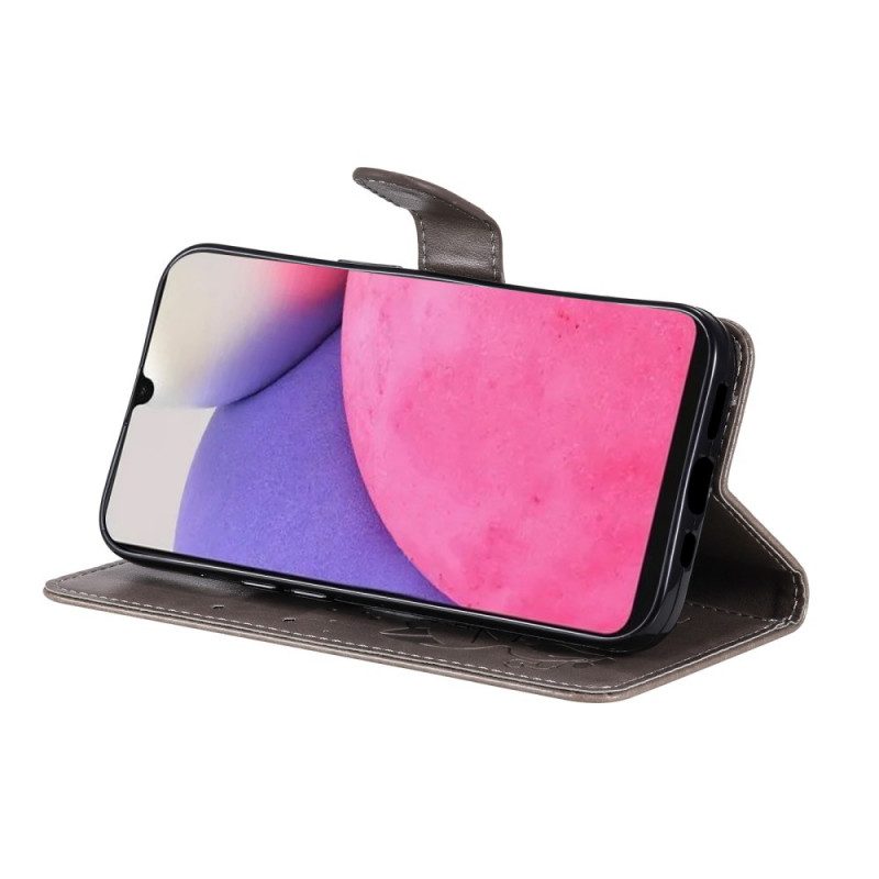 Folio-hoesje voor Samsung Galaxy A33 5G Met Ketting Strappy Kat En Bijen