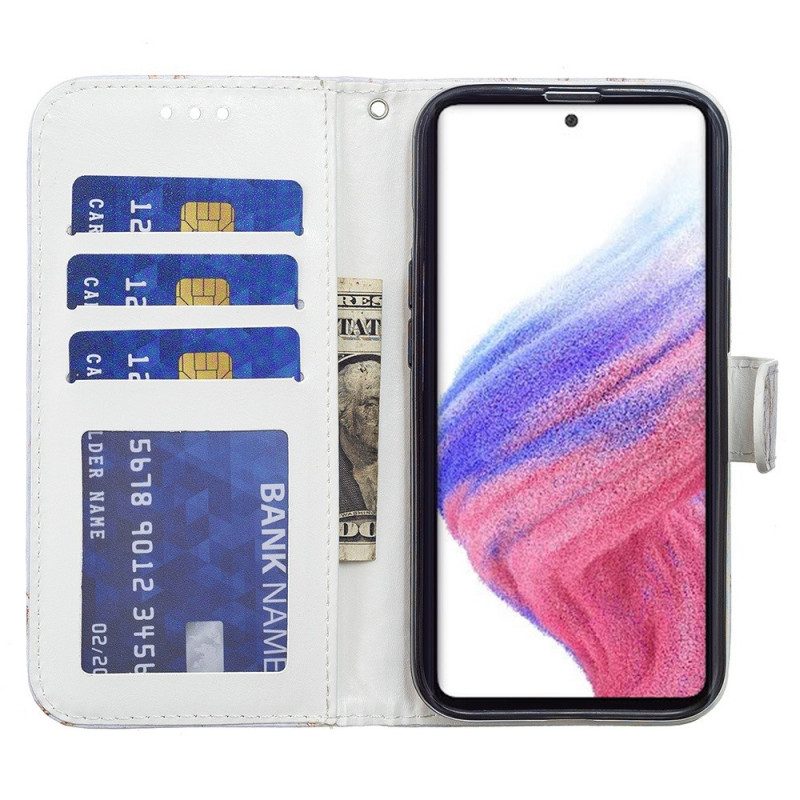 Folio-hoesje voor Samsung Galaxy A33 5G Schitterende Wolf Met Lanyard