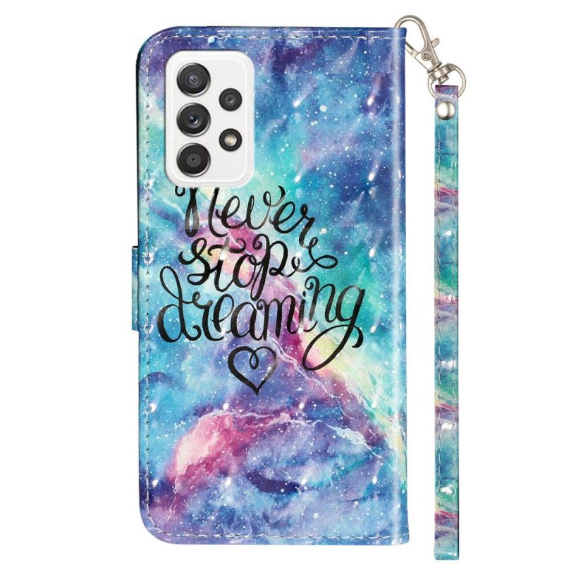 Folio-hoesje voor Samsung Galaxy A33 5G Stop Nooit Met Lanyard