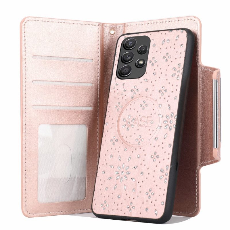 Hoesje Folio-hoesje voor Samsung Galaxy A33 5G Afneembare Diamanten