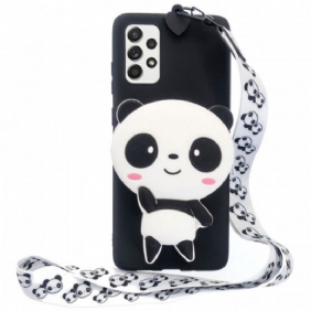 Hoesje voor Samsung Galaxy A33 5G 3d Panda Met Karabijnkoord