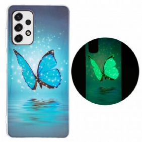 Hoesje voor Samsung Galaxy A33 5G Fluorescerende Blauwe Vlinder