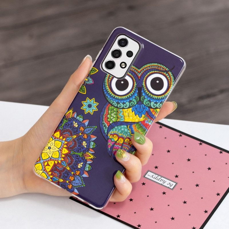 Hoesje voor Samsung Galaxy A33 5G Fluorescerende Uil Mandala