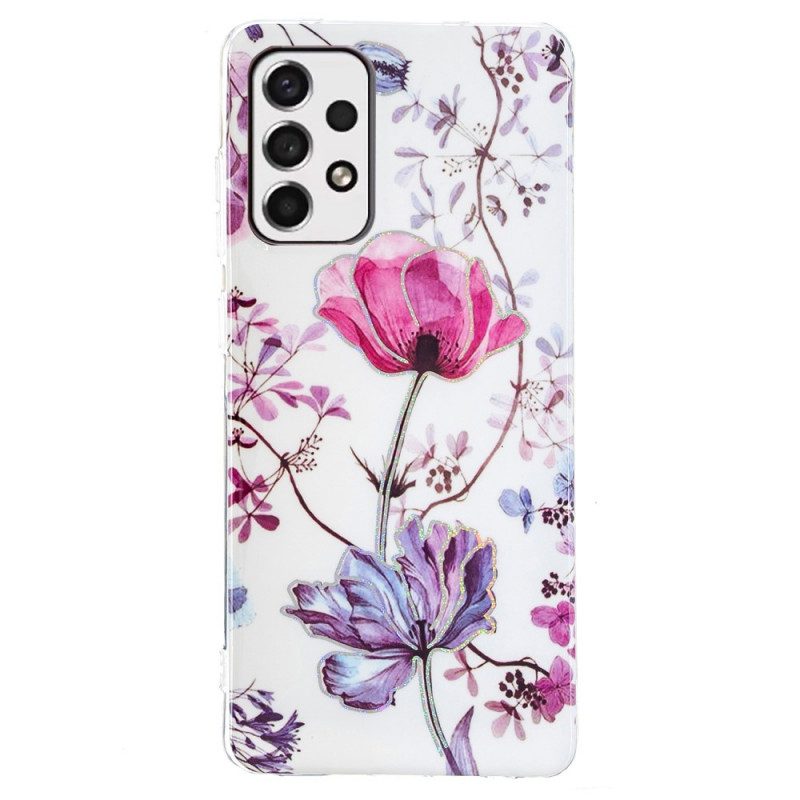 Hoesje voor Samsung Galaxy A33 5G Gemarmerde Bloemen