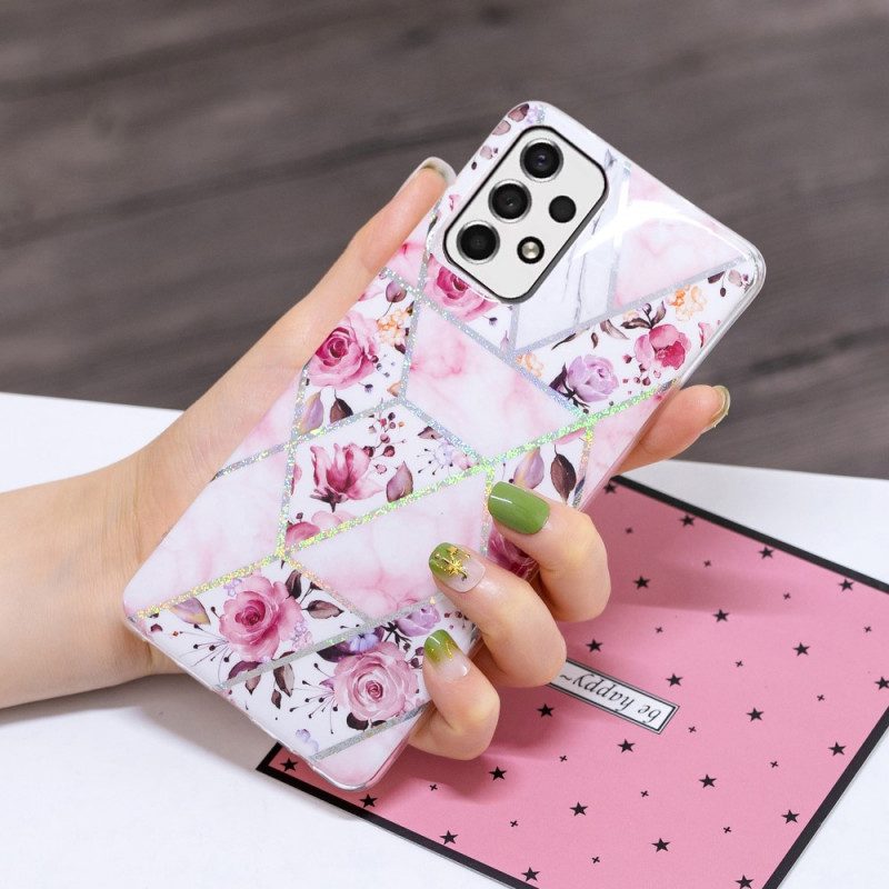 Hoesje voor Samsung Galaxy A33 5G Gemarmerde Bloemen