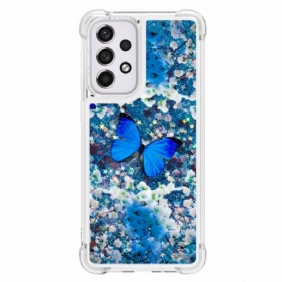 Hoesje voor Samsung Galaxy A33 5G Glitter Blauwe Vlinders