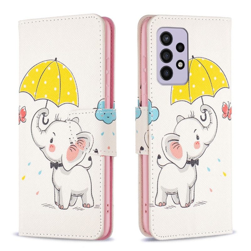 Leren Hoesje voor Samsung Galaxy A33 5G Baby Olifant