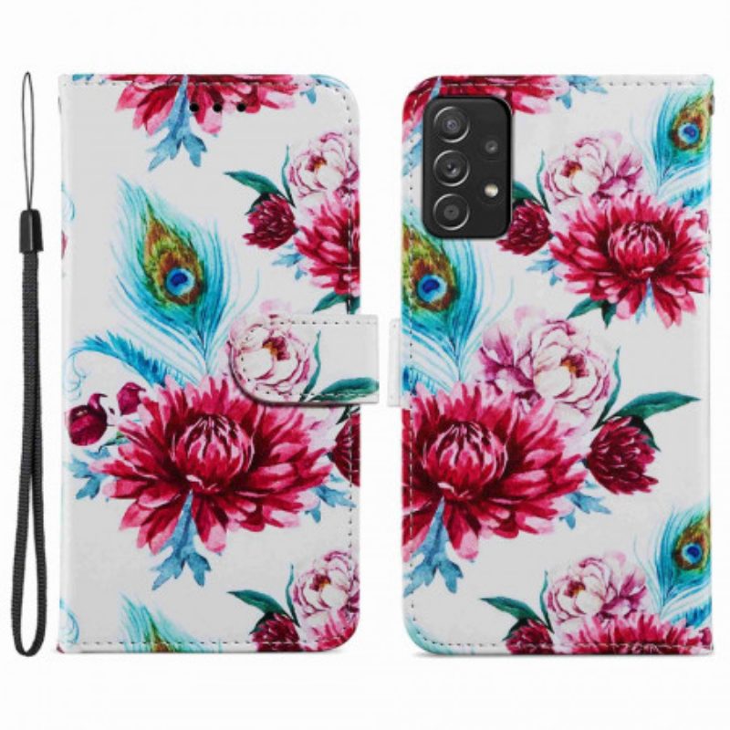 Leren Hoesje voor Samsung Galaxy A33 5G Intense Bloemen