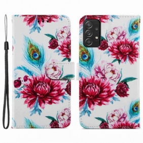 Leren Hoesje voor Samsung Galaxy A33 5G Intense Bloemen