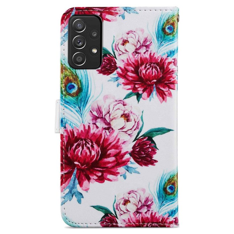 Leren Hoesje voor Samsung Galaxy A33 5G Intense Bloemen