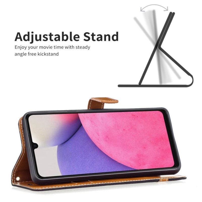 Leren Hoesje voor Samsung Galaxy A33 5G Met Ketting Band Van Stof En Leereffect