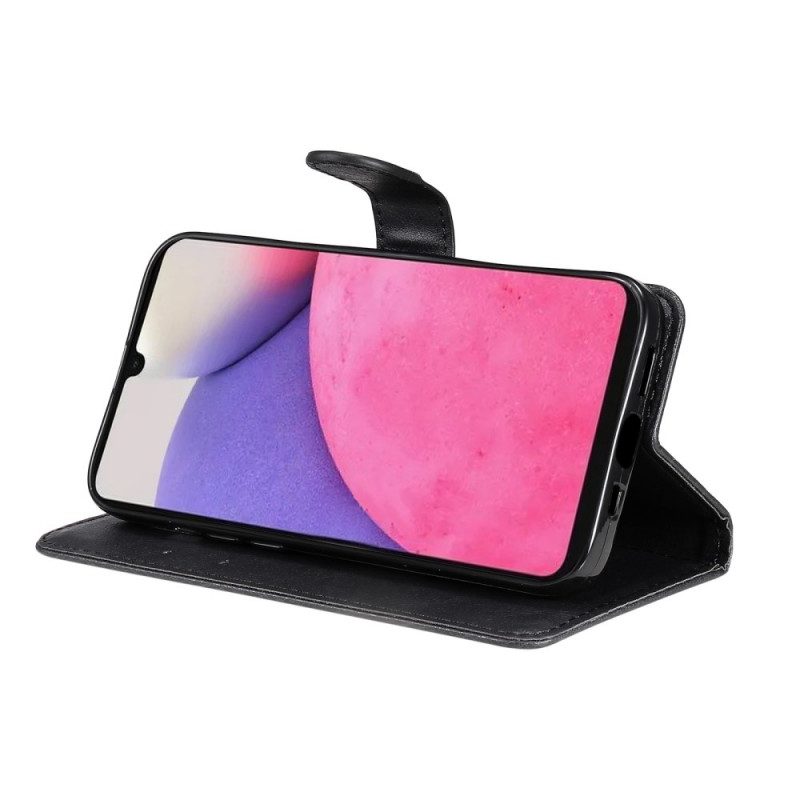 Leren Hoesje voor Samsung Galaxy A33 5G Met Ketting Strappy Effen Lederen Stijl