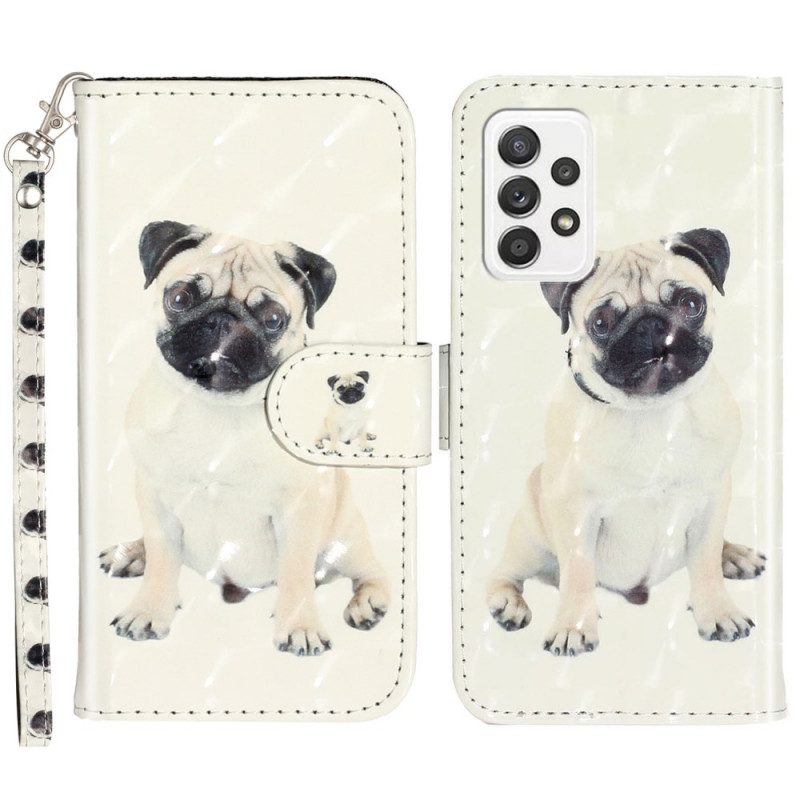 Leren Hoesje voor Samsung Galaxy A33 5G Met Ketting String Hond