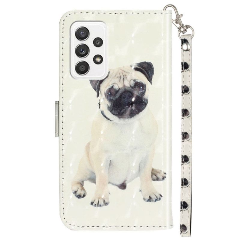 Leren Hoesje voor Samsung Galaxy A33 5G Met Ketting String Hond