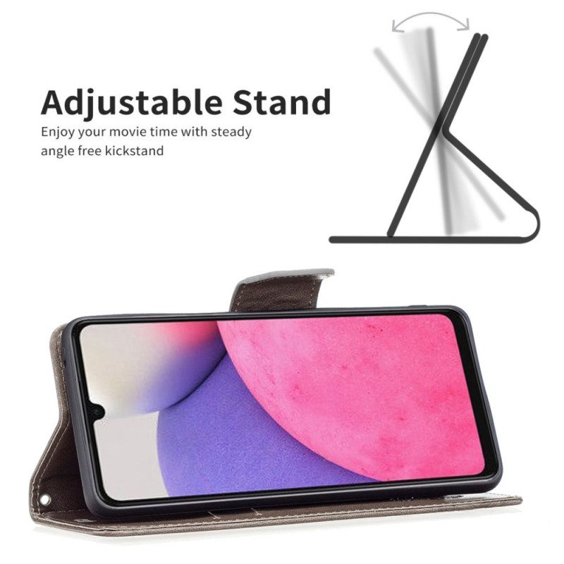 Leren Hoesje voor Samsung Galaxy A33 5G Met Ketting String Vlinders