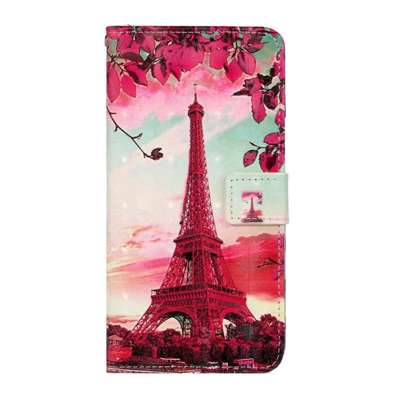 Flip Case voor Samsung Galaxy S20 Ultra Met Ketting Eiffeltoren Verstelbare Riem