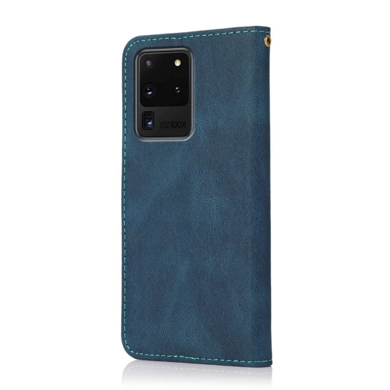 Flip Case voor Samsung Galaxy S20 Ultra Tweekleurig Driehoekig Imitatieleer