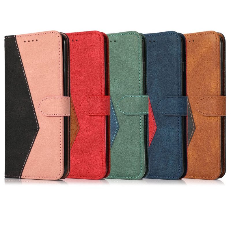 Flip Case voor Samsung Galaxy S20 Ultra Tweekleurig Driehoekig Imitatieleer