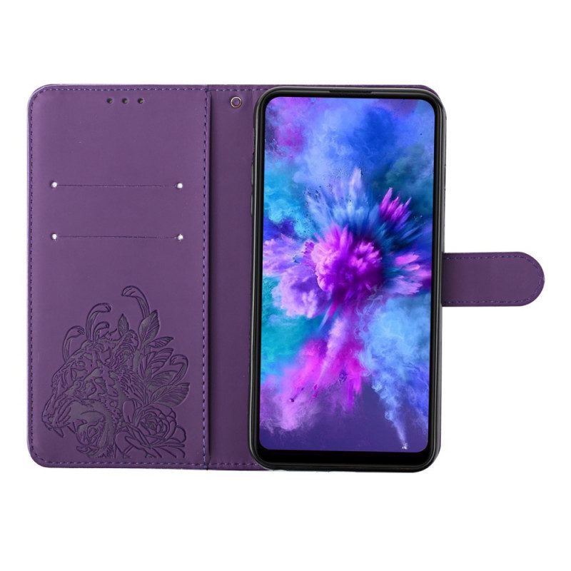 Folio-hoesje voor Samsung Galaxy S20 Ultra Met Ketting Barokke Strappy Tijger