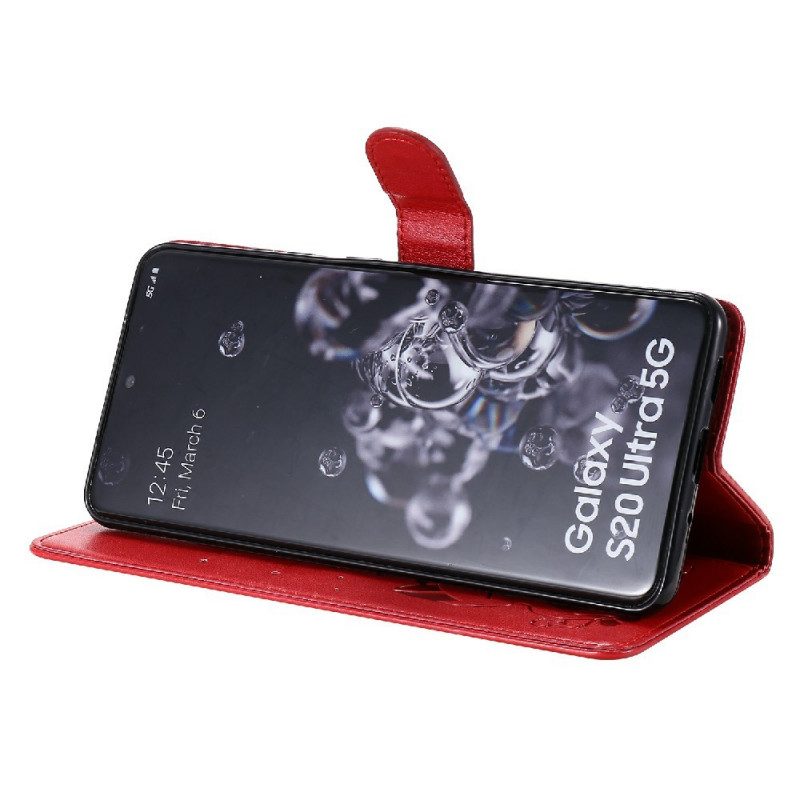 Folio-hoesje voor Samsung Galaxy S20 Ultra Met Ketting Kat En Bij Met Lanyard