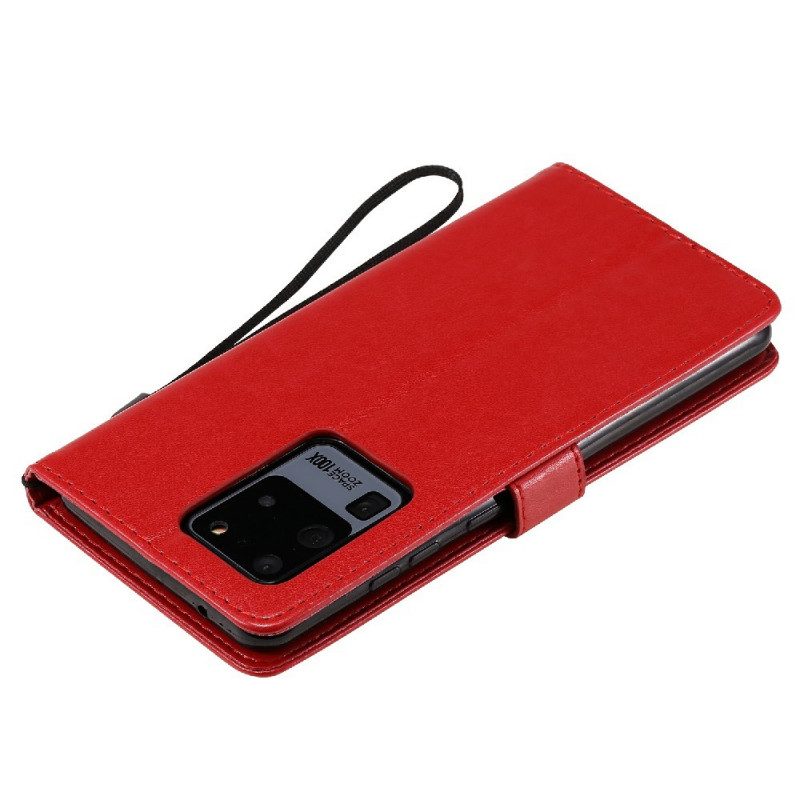 Folio-hoesje voor Samsung Galaxy S20 Ultra Met Ketting Kat En Bij Met Lanyard