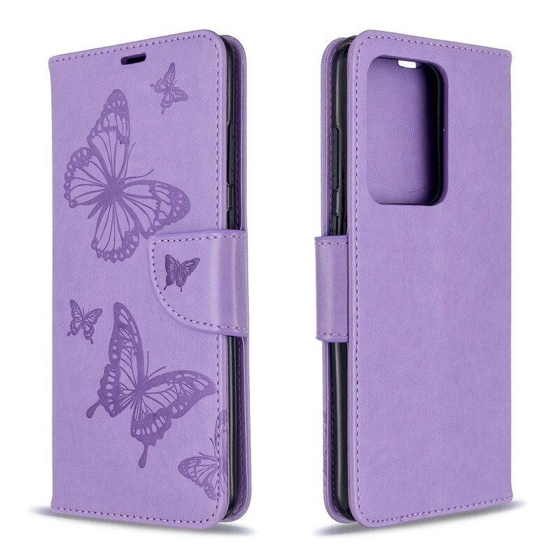 Folio-hoesje voor Samsung Galaxy S20 Ultra Vlinders Tijdens De Vlucht Met Lanyard