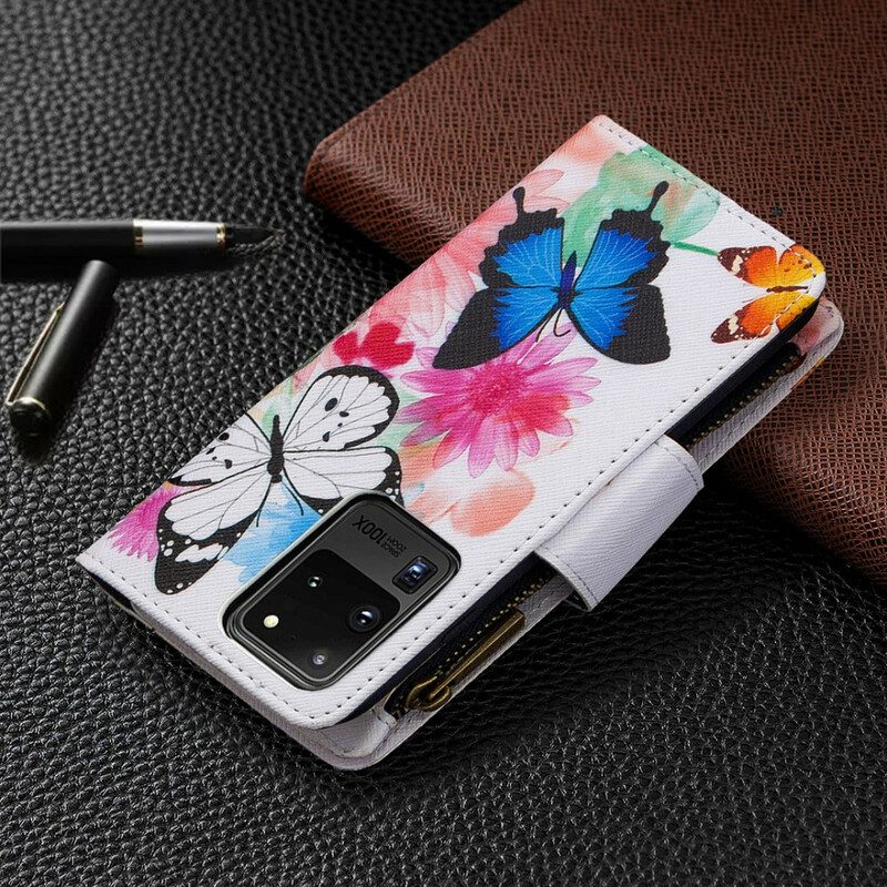 Folio-hoesje voor Samsung Galaxy S20 Ultra Vlinders Zak Met Ritssluiting