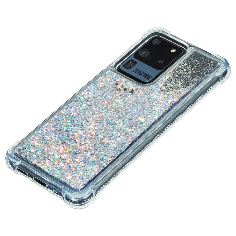 Hoesje voor Samsung Galaxy S20 Ultra Glitter Versterkte Hoeken