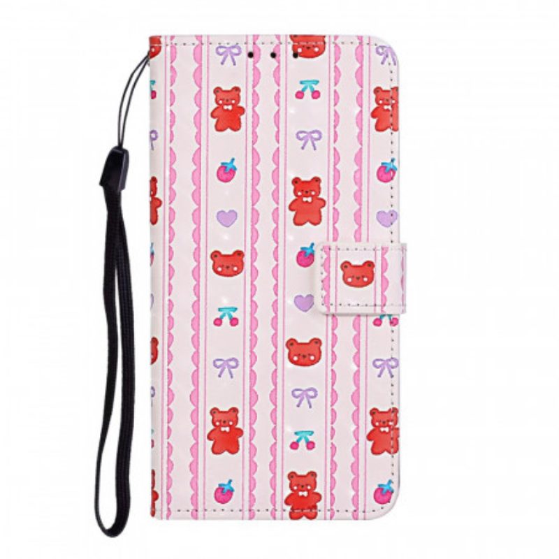 Leren Hoesje voor Samsung Galaxy S20 Ultra Met Ketting Met Verstelbare Riem Teddyberen