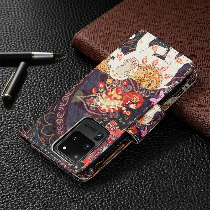 Leren Hoesje voor Samsung Galaxy S20 Ultra Olifantenzak Met Ritssluiting