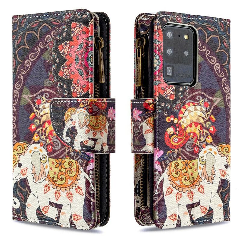 Leren Hoesje voor Samsung Galaxy S20 Ultra Olifantenzak Met Ritssluiting