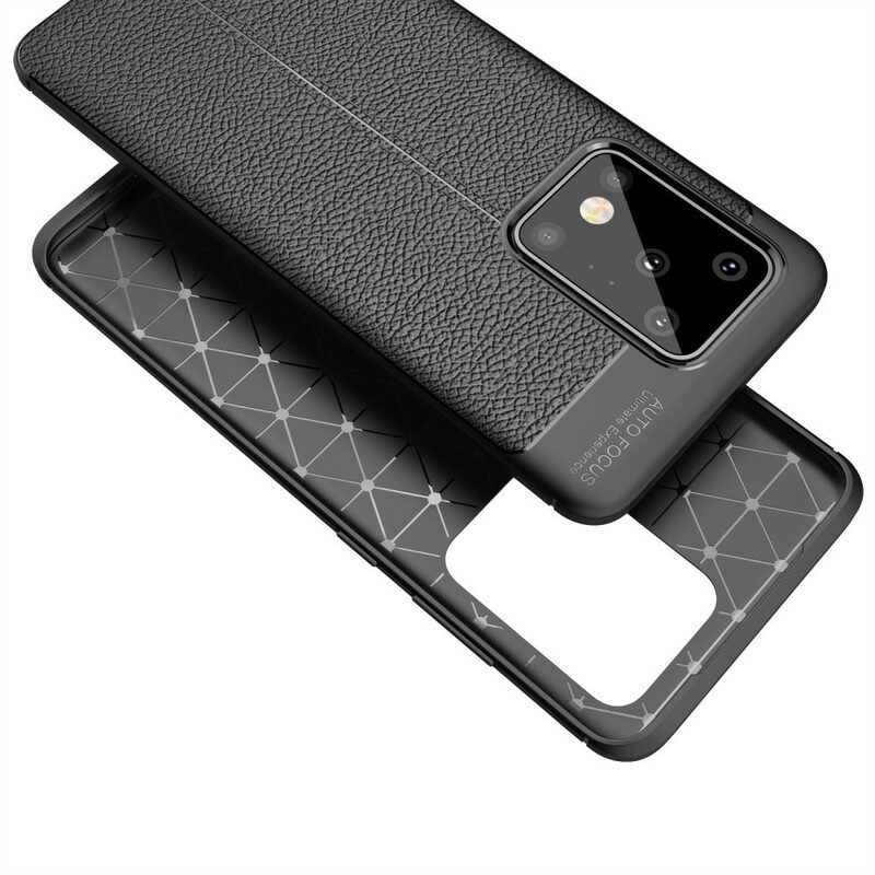 Telefoonhoesje voor Samsung Galaxy S20 Ultra Dubbellijnig Litchi-leereffect