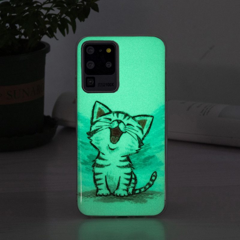 Telefoonhoesje voor Samsung Galaxy S20 Ultra Fluorescerende Kat