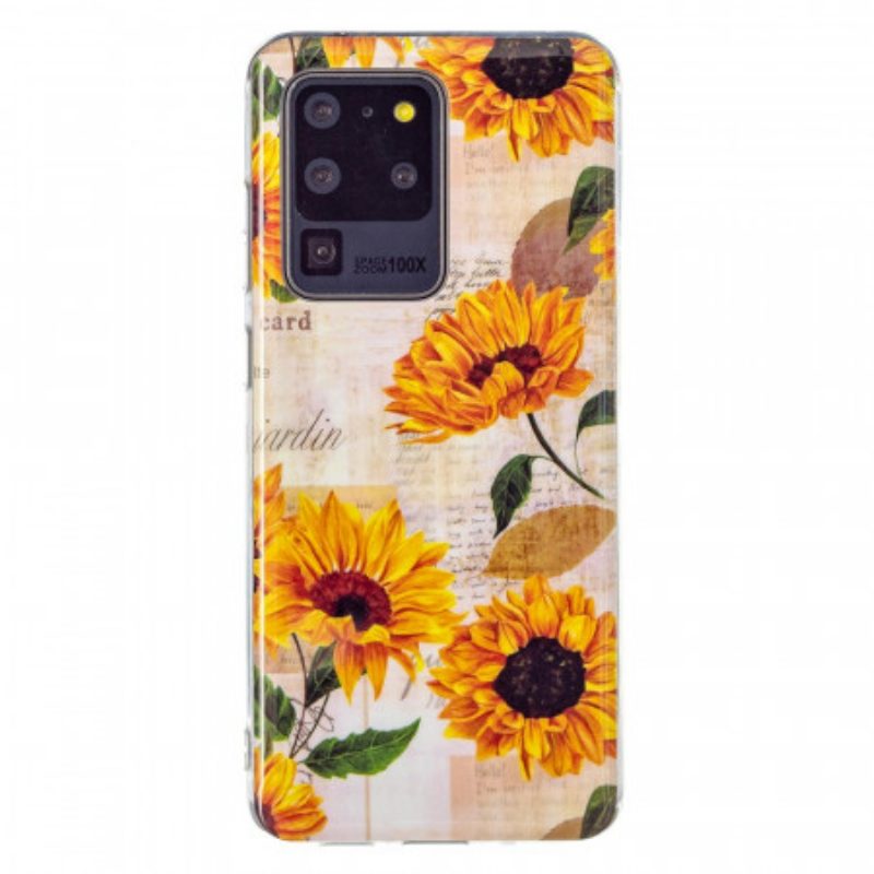 Telefoonhoesje voor Samsung Galaxy S20 Ultra Fluorescerende Zonnebloemen