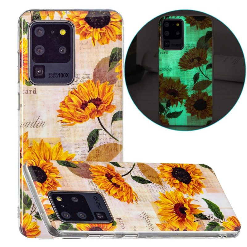 Telefoonhoesje voor Samsung Galaxy S20 Ultra Fluorescerende Zonnebloemen