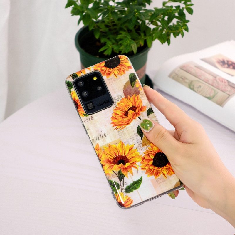 Telefoonhoesje voor Samsung Galaxy S20 Ultra Fluorescerende Zonnebloemen