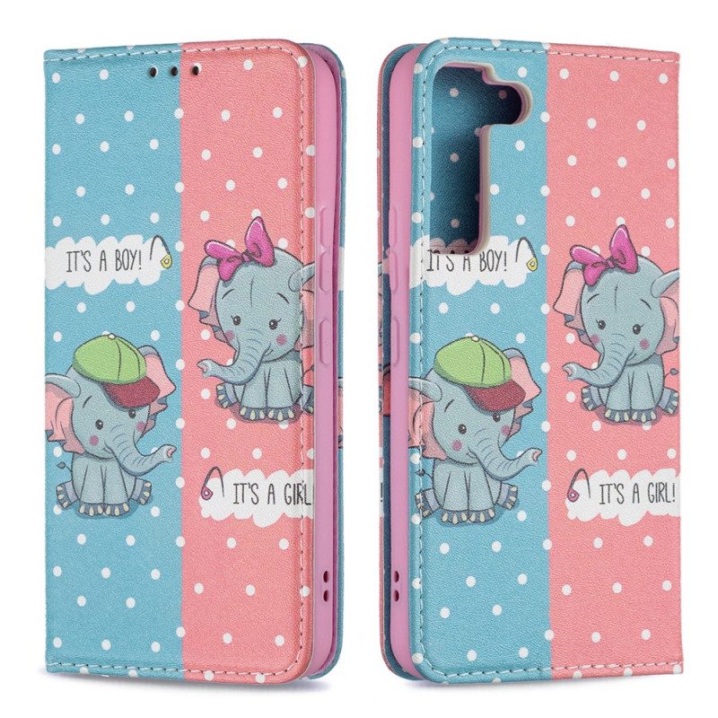 Bescherming Hoesje voor Samsung Galaxy S22 5G Folio-hoesje Baby Olifanten