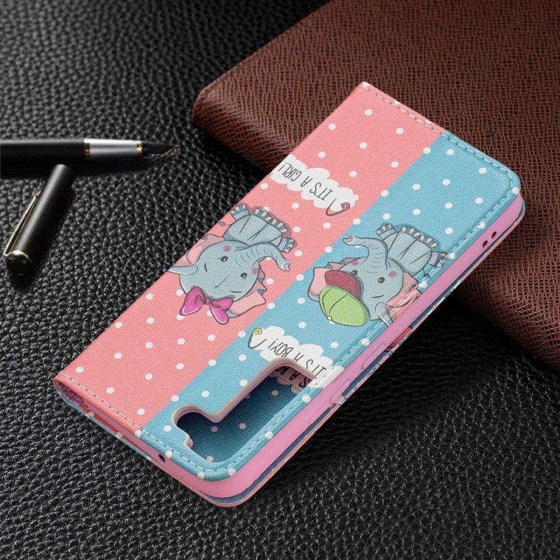 Bescherming Hoesje voor Samsung Galaxy S22 5G Folio-hoesje Baby Olifanten