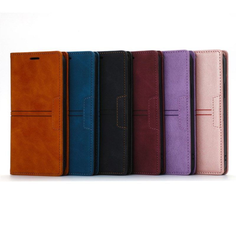 Bescherming Hoesje voor Samsung Galaxy S22 5G Folio-hoesje Stijl Lederen Stiksels Magnetische Sluiting