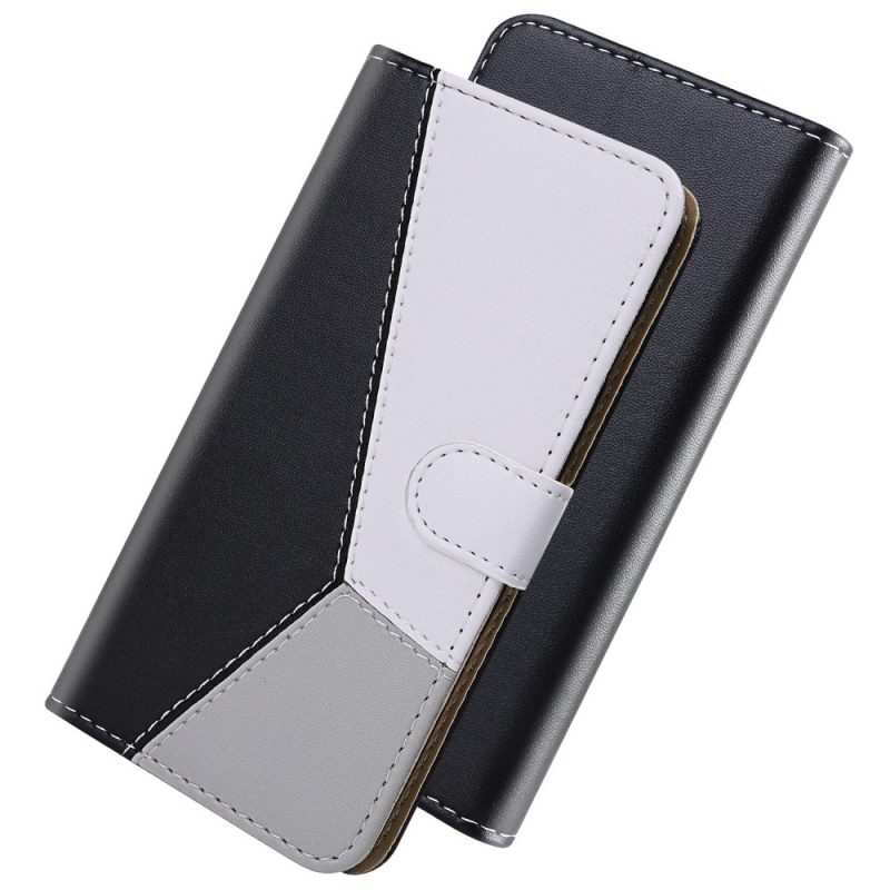 Flip Case voor Samsung Galaxy S22 5G Driekleurig Leereffect