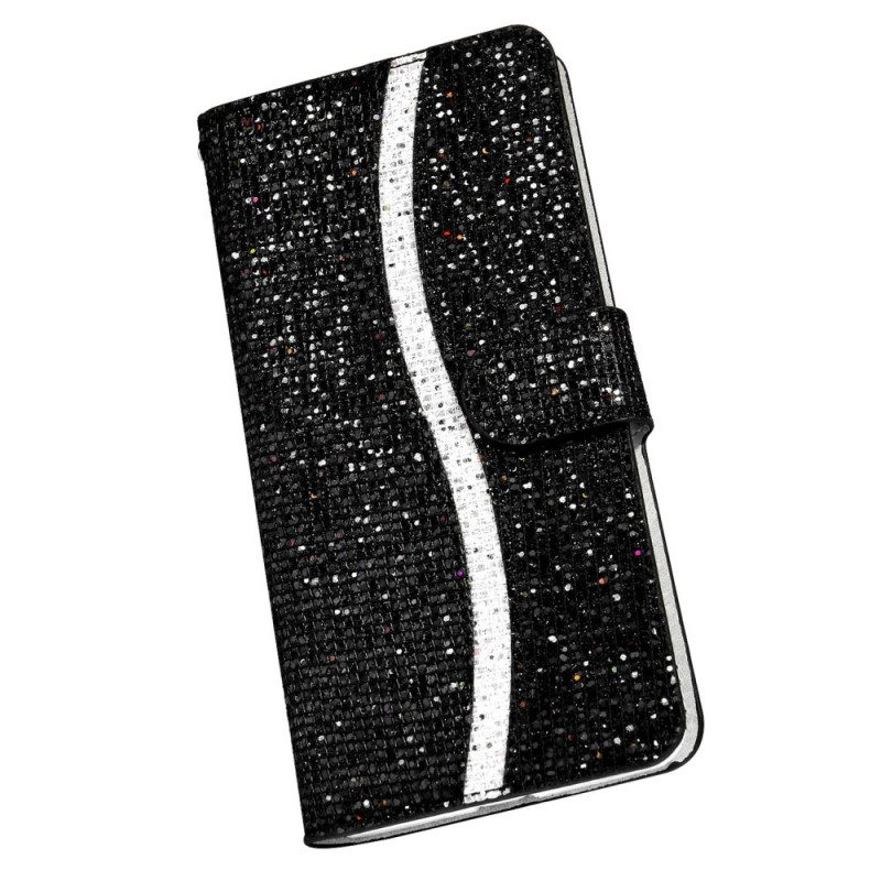 Flip Case voor Samsung Galaxy S22 5G Pailletten S-ontwerp