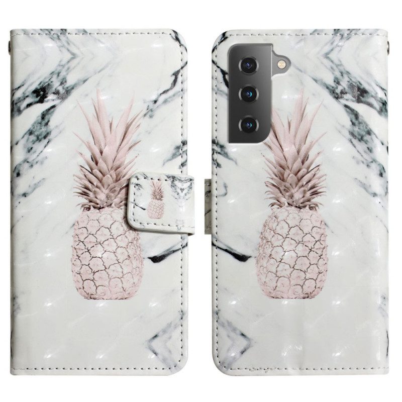 Folio-hoesje voor Samsung Galaxy S22 5G Lichte Vlek Ananas